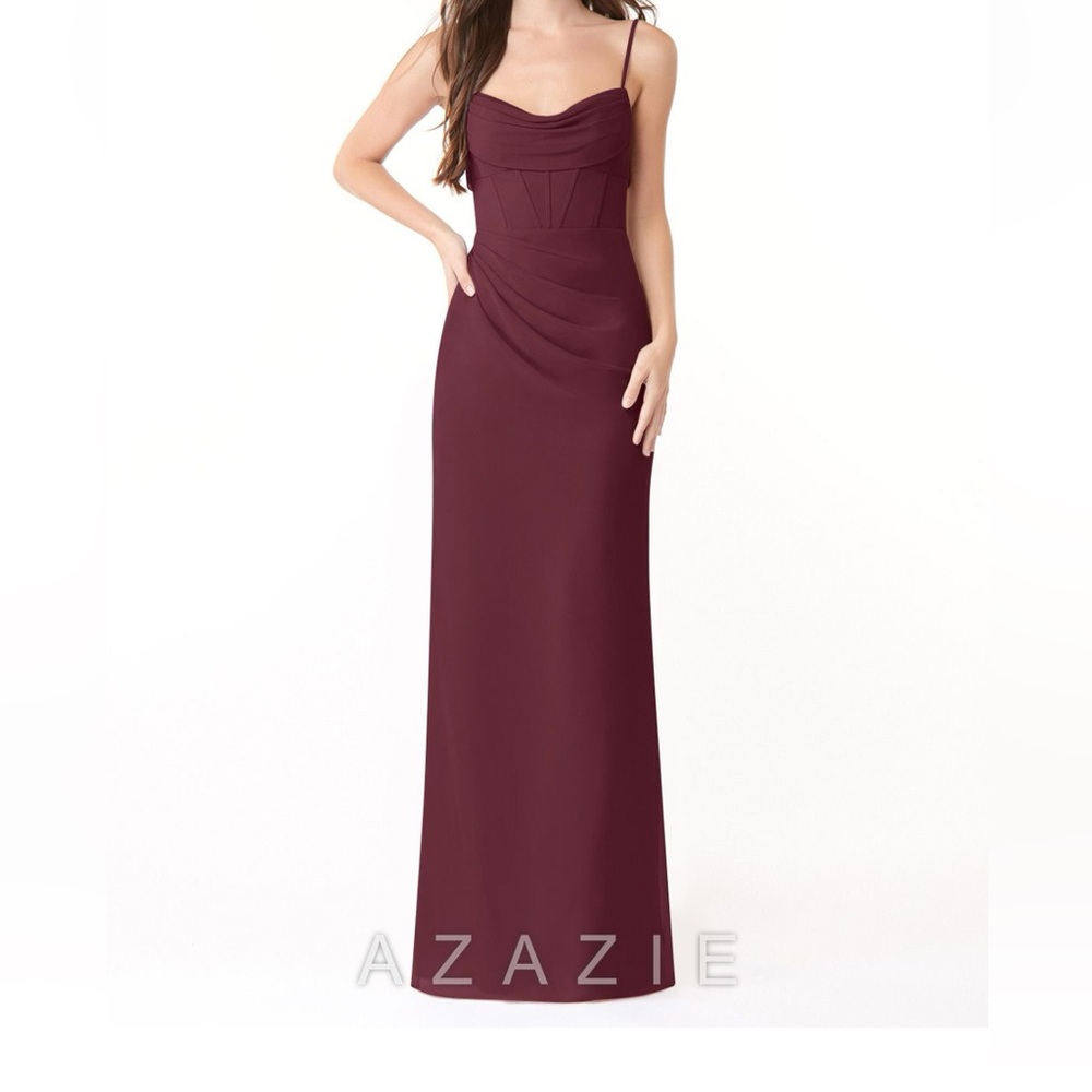 Azazie Mai
Cabernet Sheath Pleated Chiffon Dress
